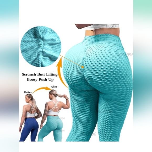 JGS1996 Butt Lifting Leggings Tummy Control Color Blue Size XL (New) - Picture 4 of 9